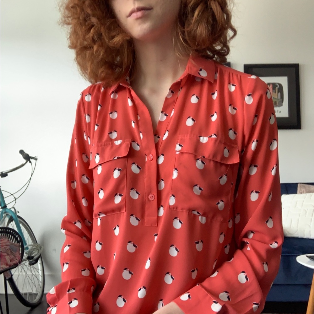 Ann Taylor Peach Print Blouse